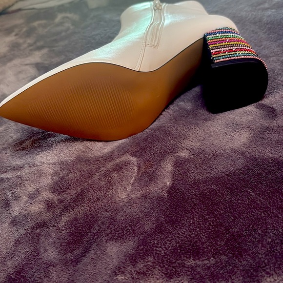 White Ankle Boot with Multicolor Heel - Picture 5 of 5